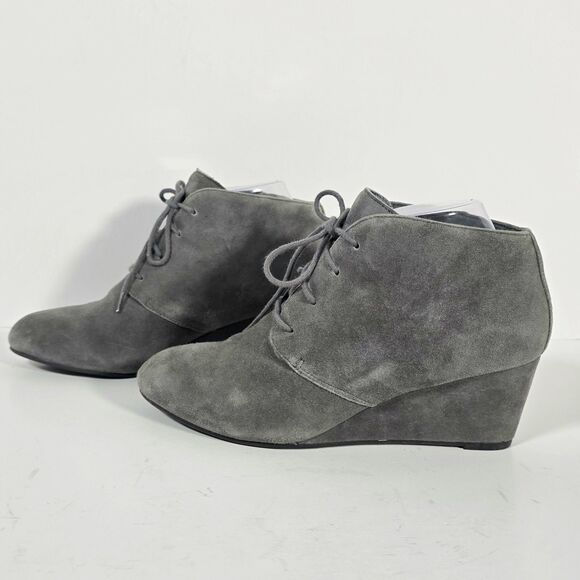Vionic Becca Suede Ankle Bootie Women's Size 8 Gray Lace Up Wedge - Picture 4 of 12